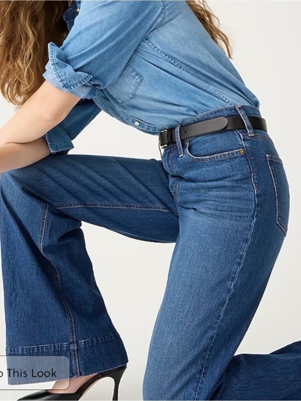 J. Crew High-Rise Wide Leg Trouser Jeans in Medium Blue - Picture 3 of 8